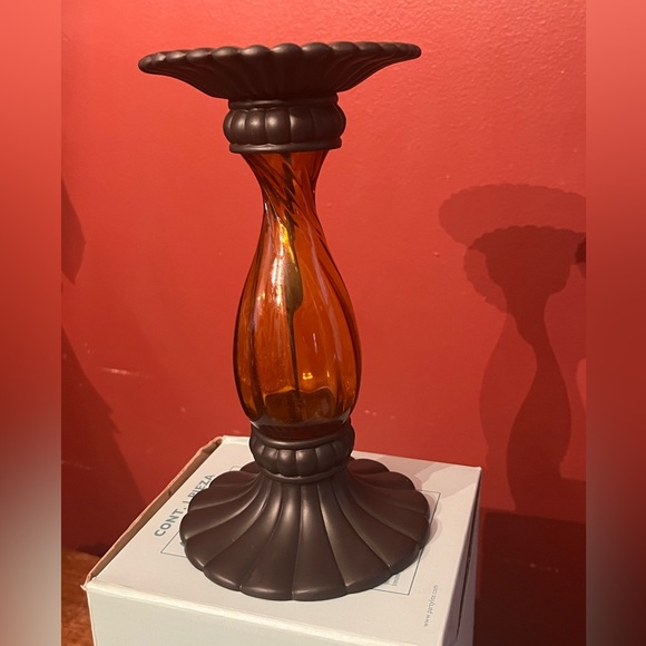 🆕 2 available- PartyLite Golden Amber Global Fusion Pillar Candle Holder NIB - Picture 1 of 12